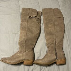 Beige over the knee boots